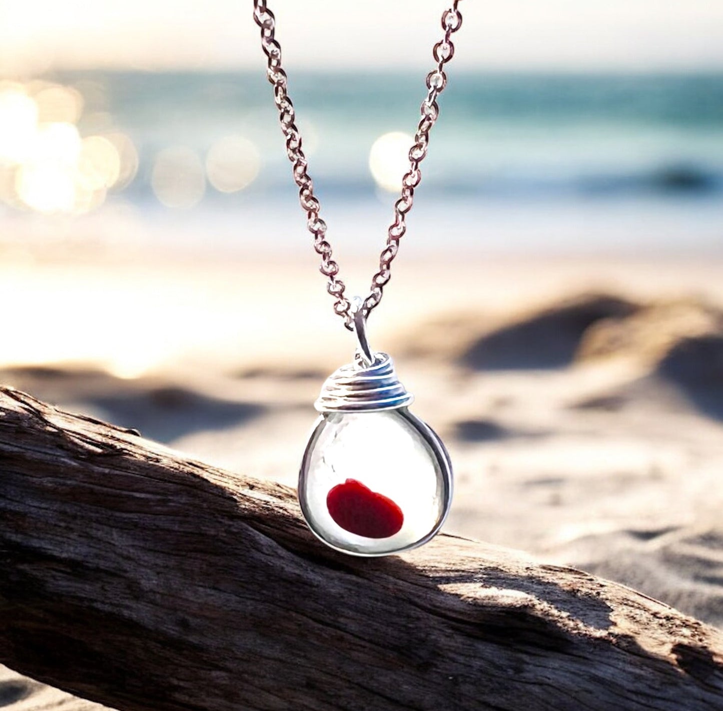 Red Dot Seaham Sea Glass Multi Tone Pendant
