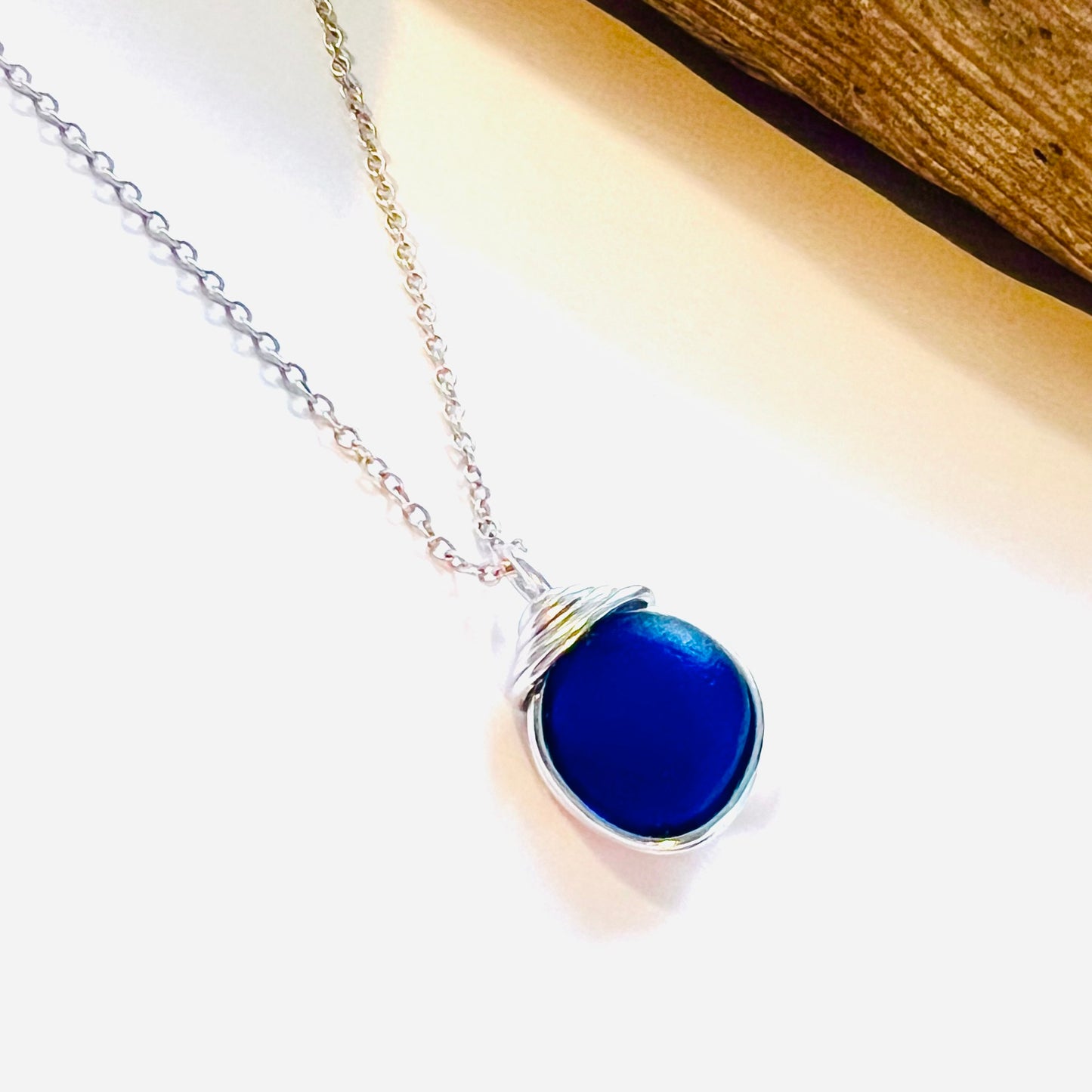 Deep Blue Seaham Sea Glass Pendant