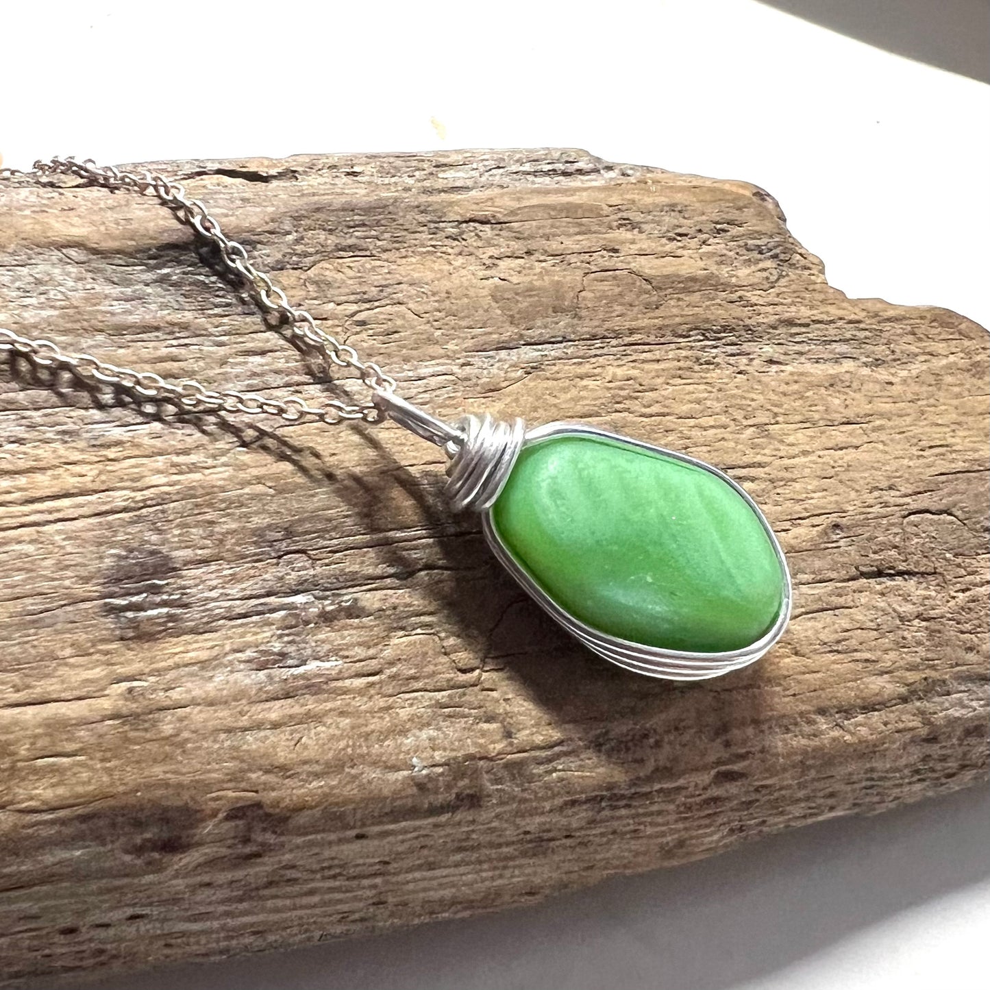 Large Rare UV Reactive Seaham Sea Glass Pendant