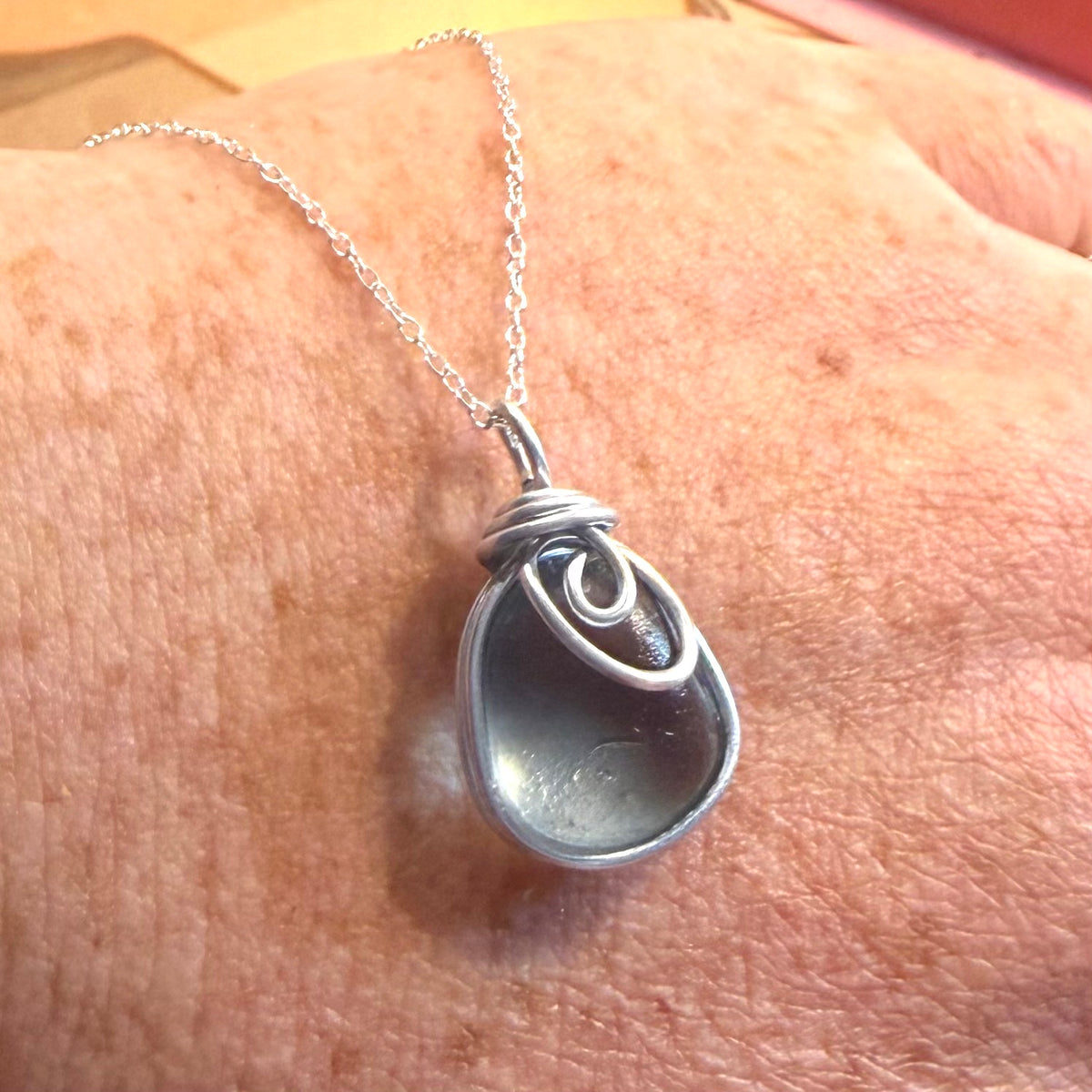 Dusky Blue Seaham Sea Glass Pendant