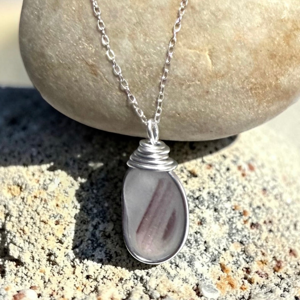 Very Rare Mauve Purple Sea Glass Multi Pendant