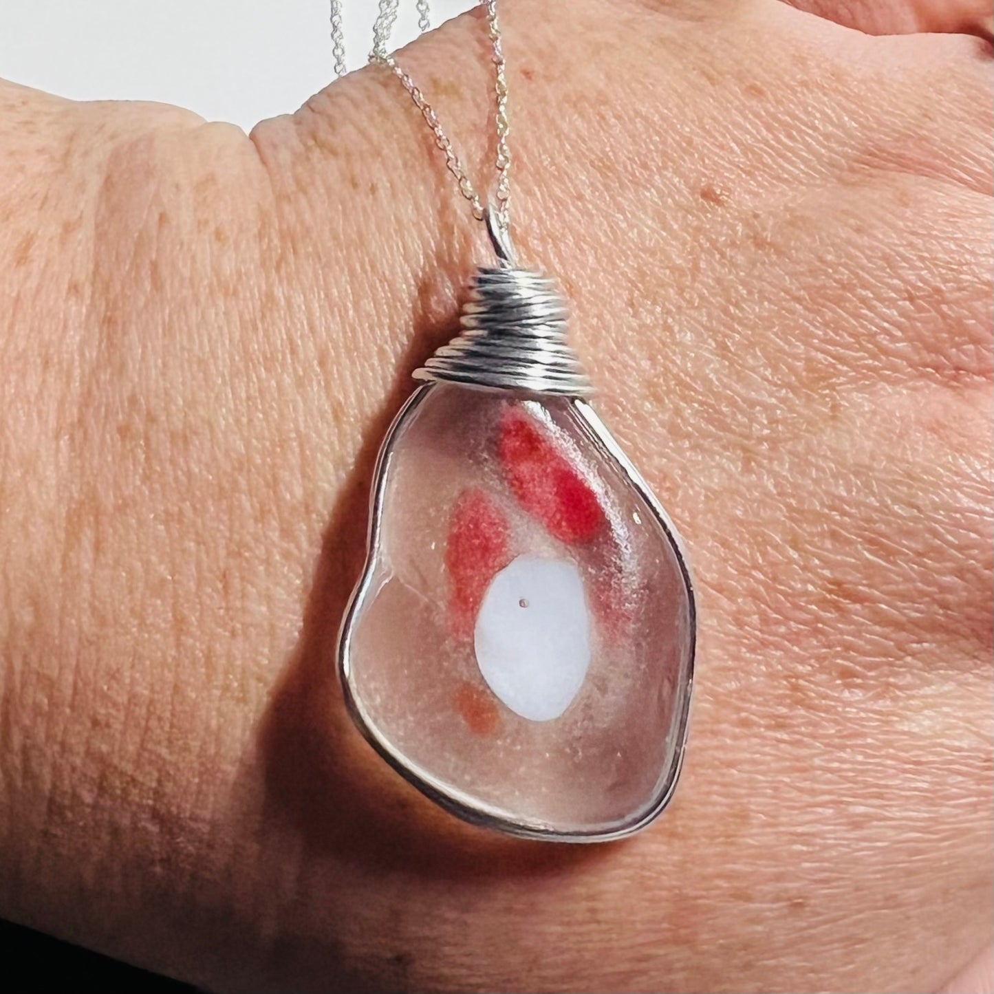 Very Large Italian Iberian Sea Multi Sea Glass Pendant