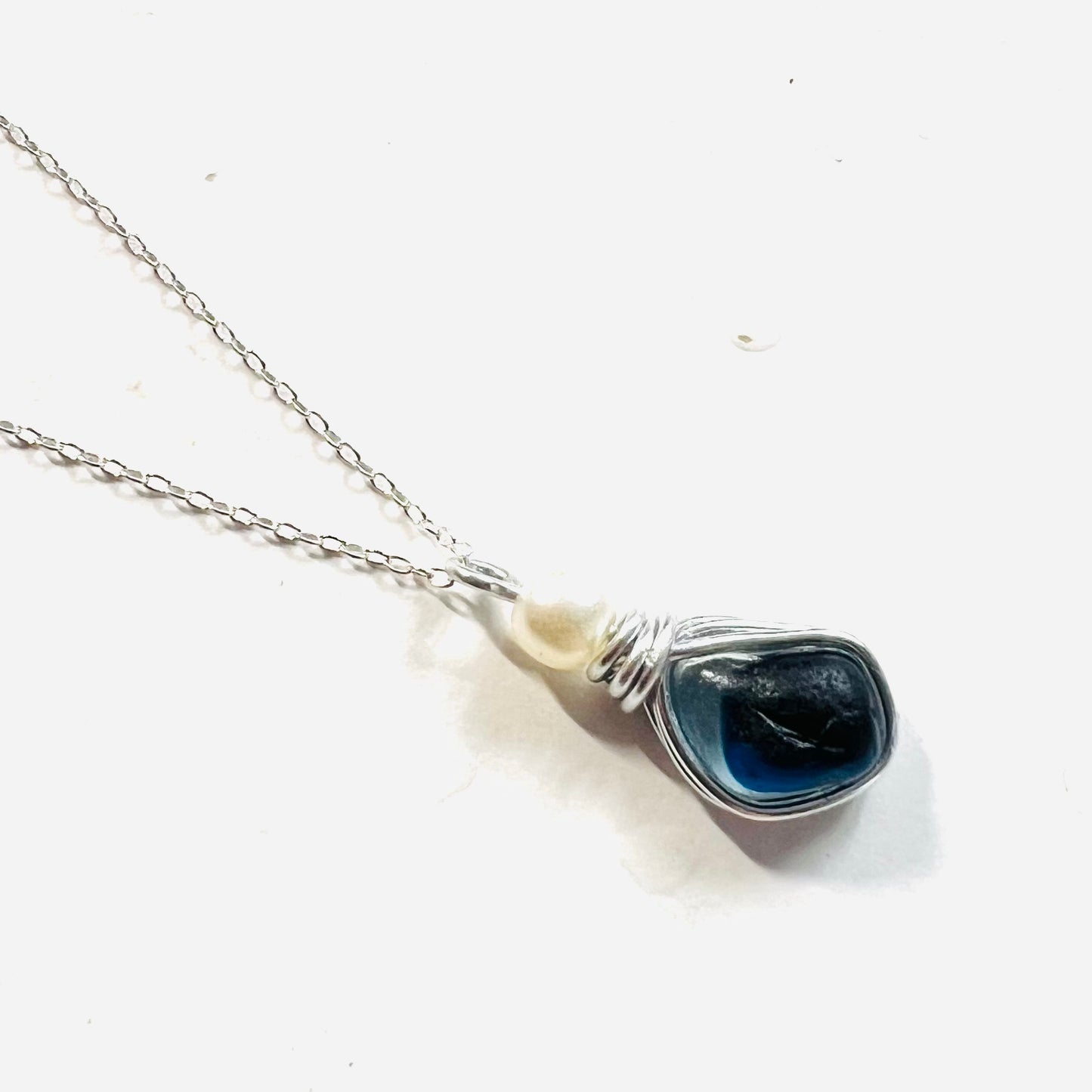 Deep Blue Seaham Sea Glass Multi Pendant