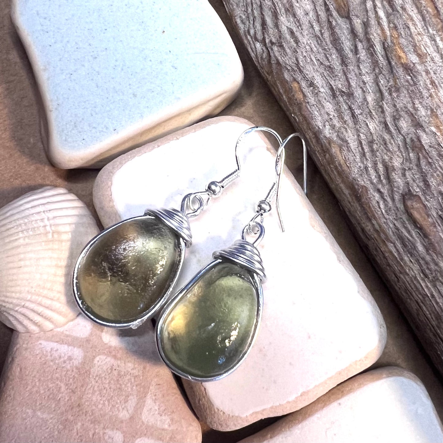 Chunky Seaham Sea Glass Earrings