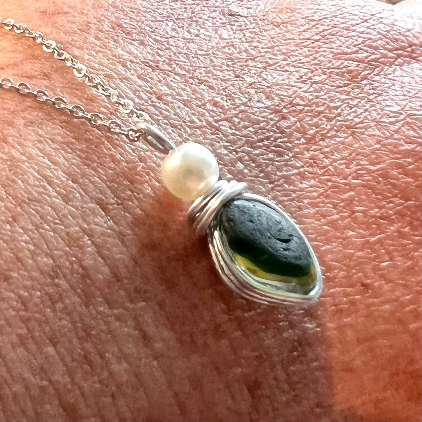 Green Seaham Sea Glass Multi Pendant