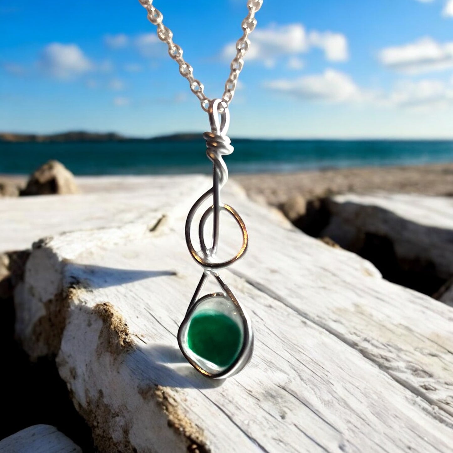 Green Seaham Sea Glass Multicolour Pendant