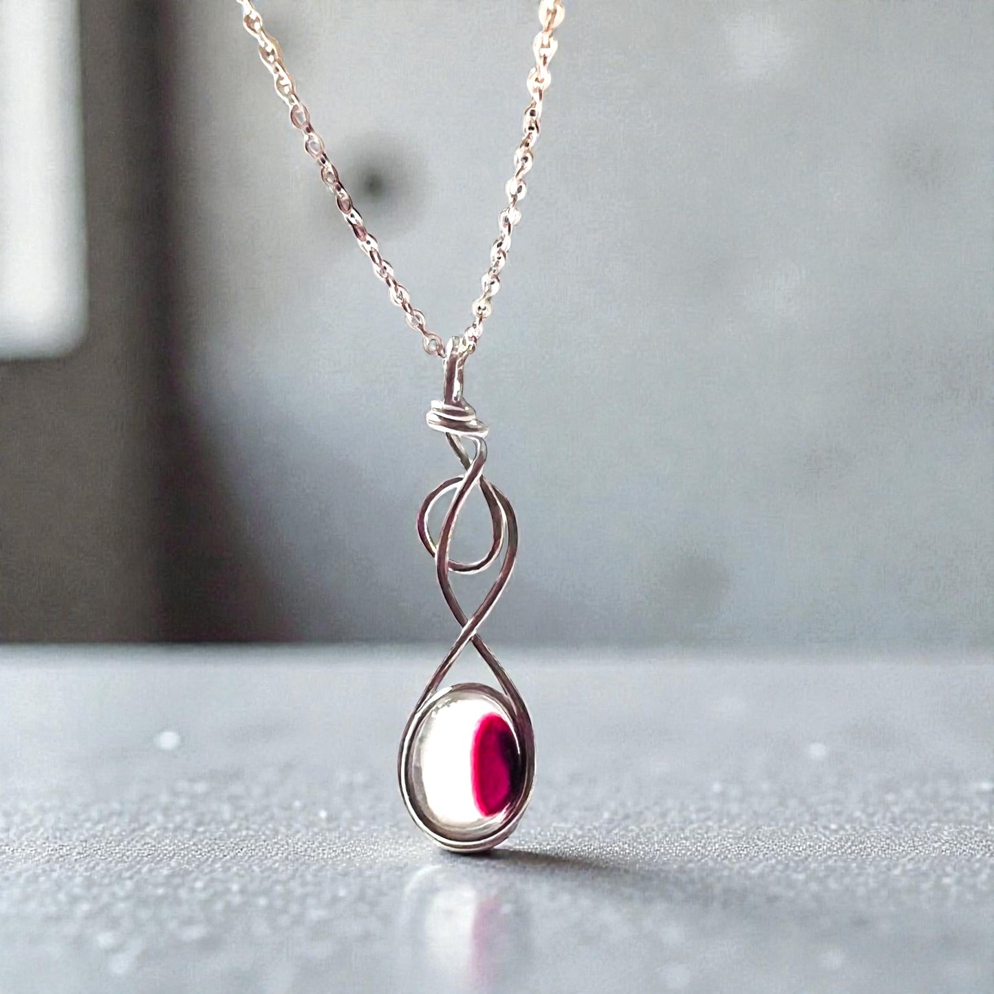 Rare Pink and Purple Seaham Sea Glass pendant