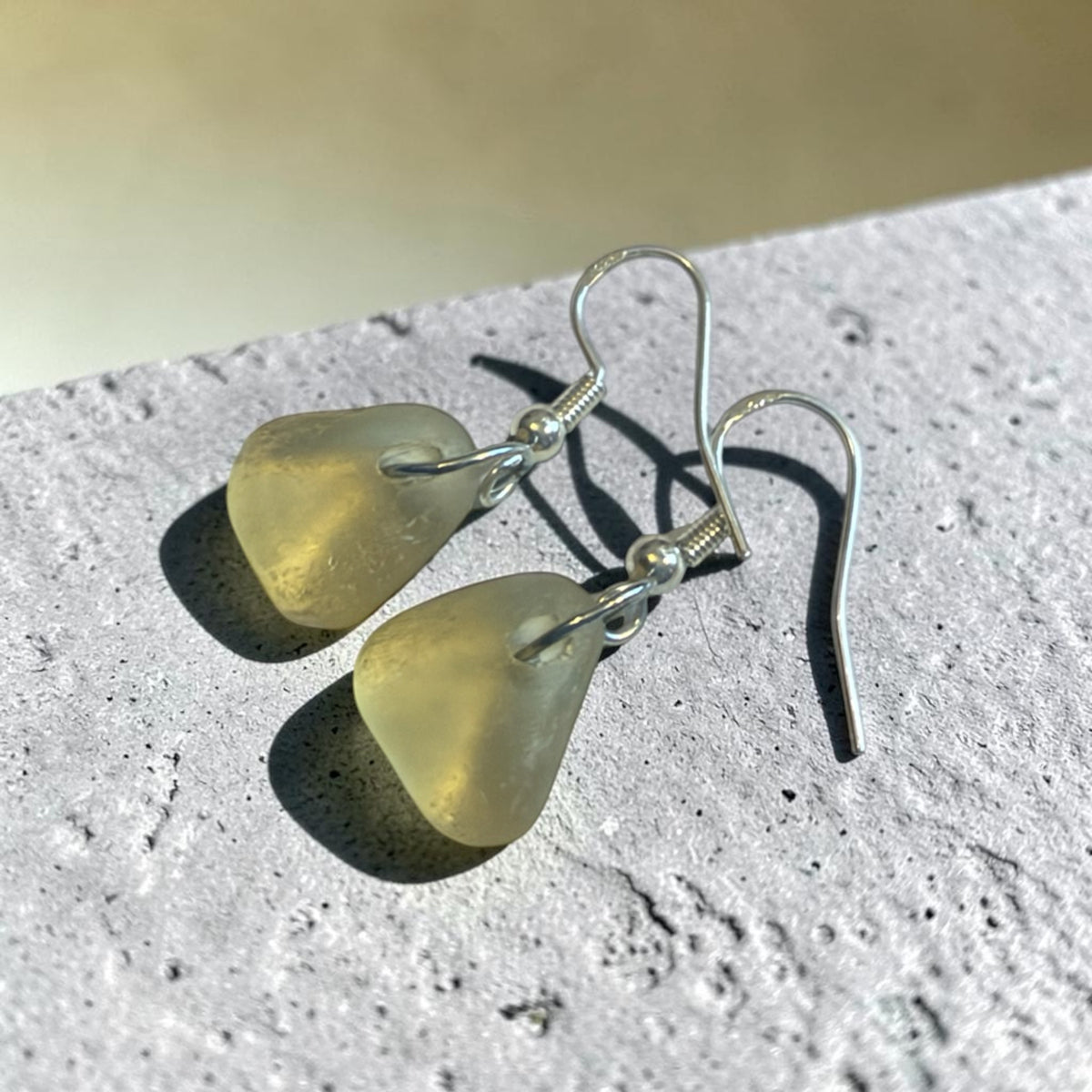 Canary Island Rare Yellow Sea Glass Earrings