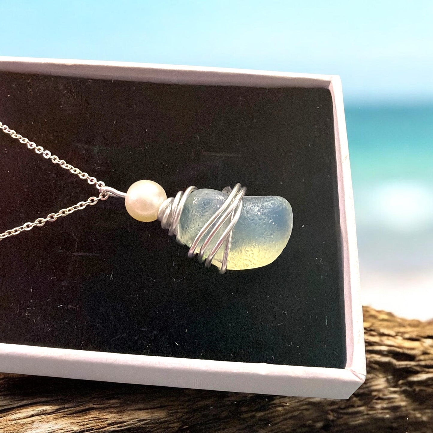 Rare Large Opalescent Seaham Sea Glass Pendant