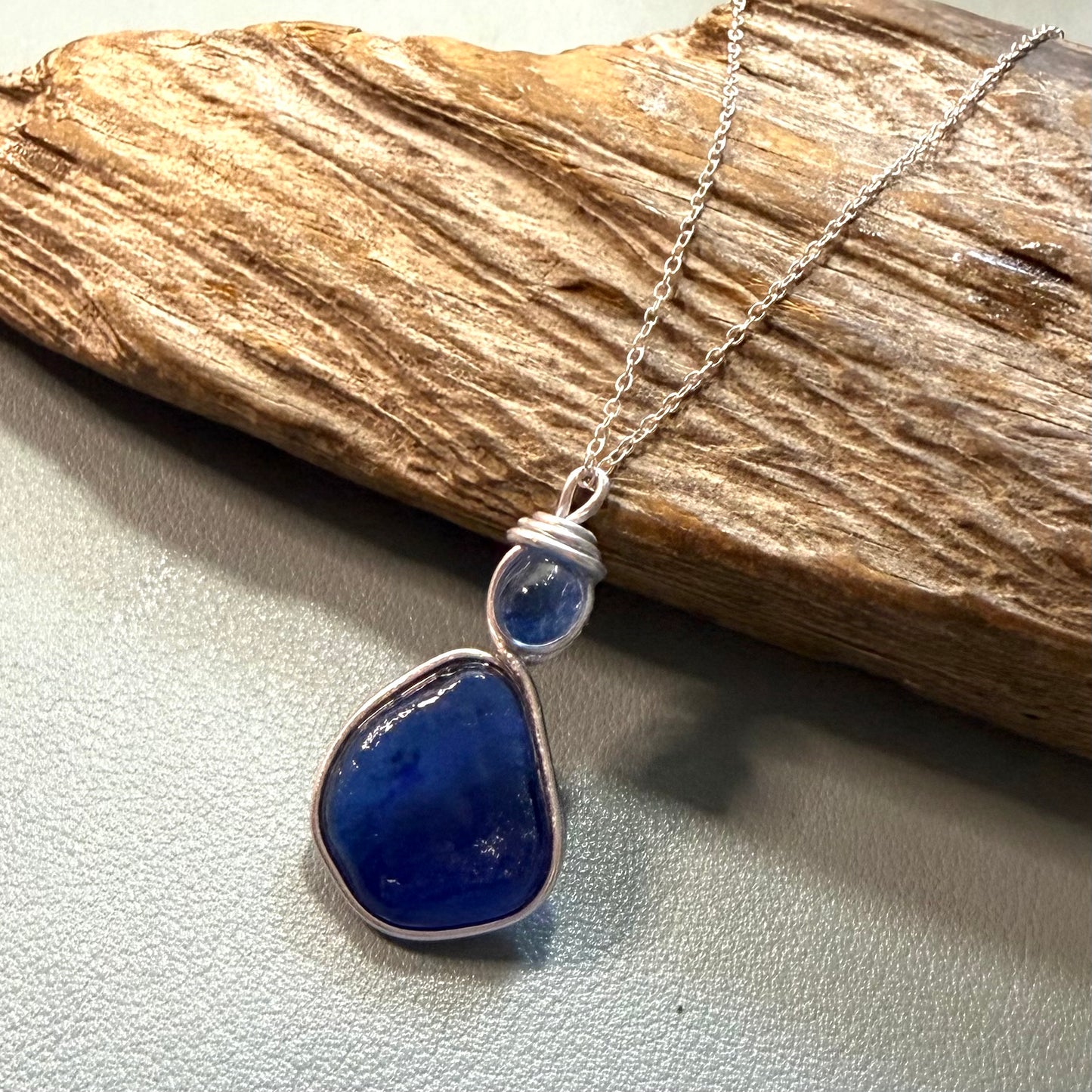 Blue Seaham Sea Glass Pendant