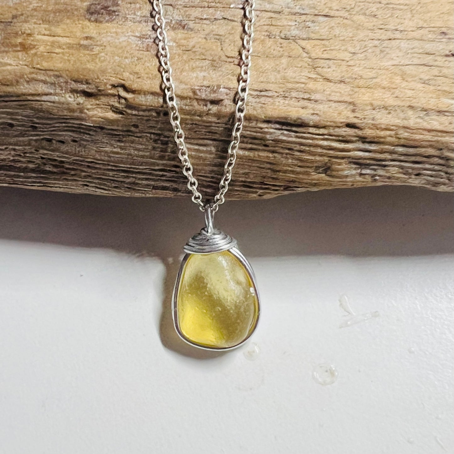 Rare Yellow Sea Glass Pendant