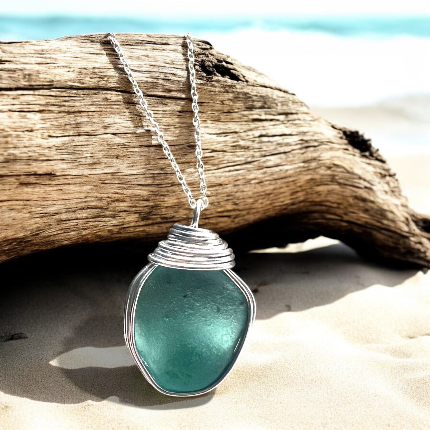 Rare Turquoise Kent Sea Glass Pendant