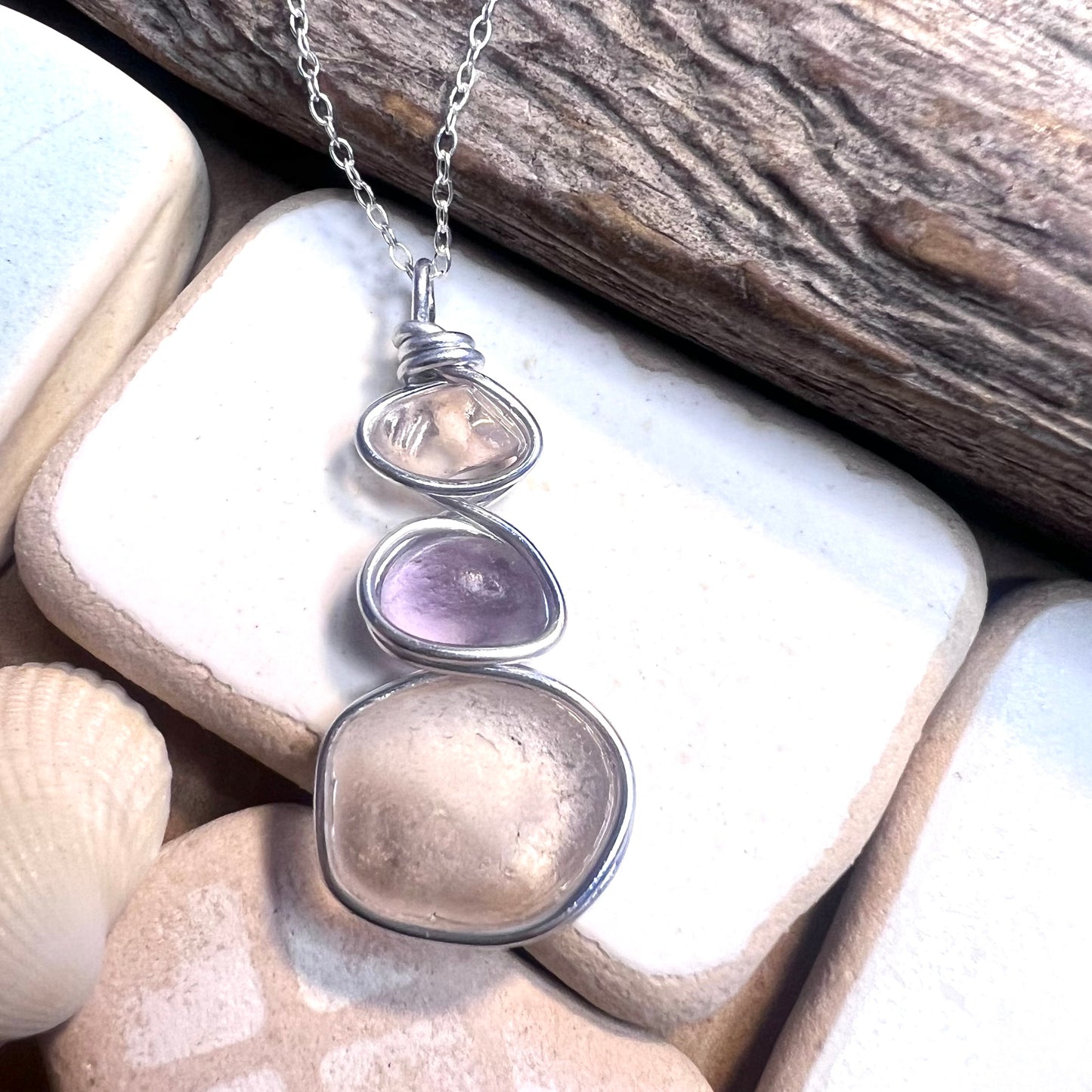 Three Piece Seaham Sea Glass Pendant