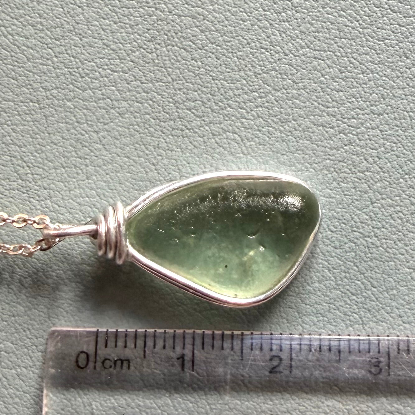 Pale Aqua Green Seaham Sea Glass Pendant