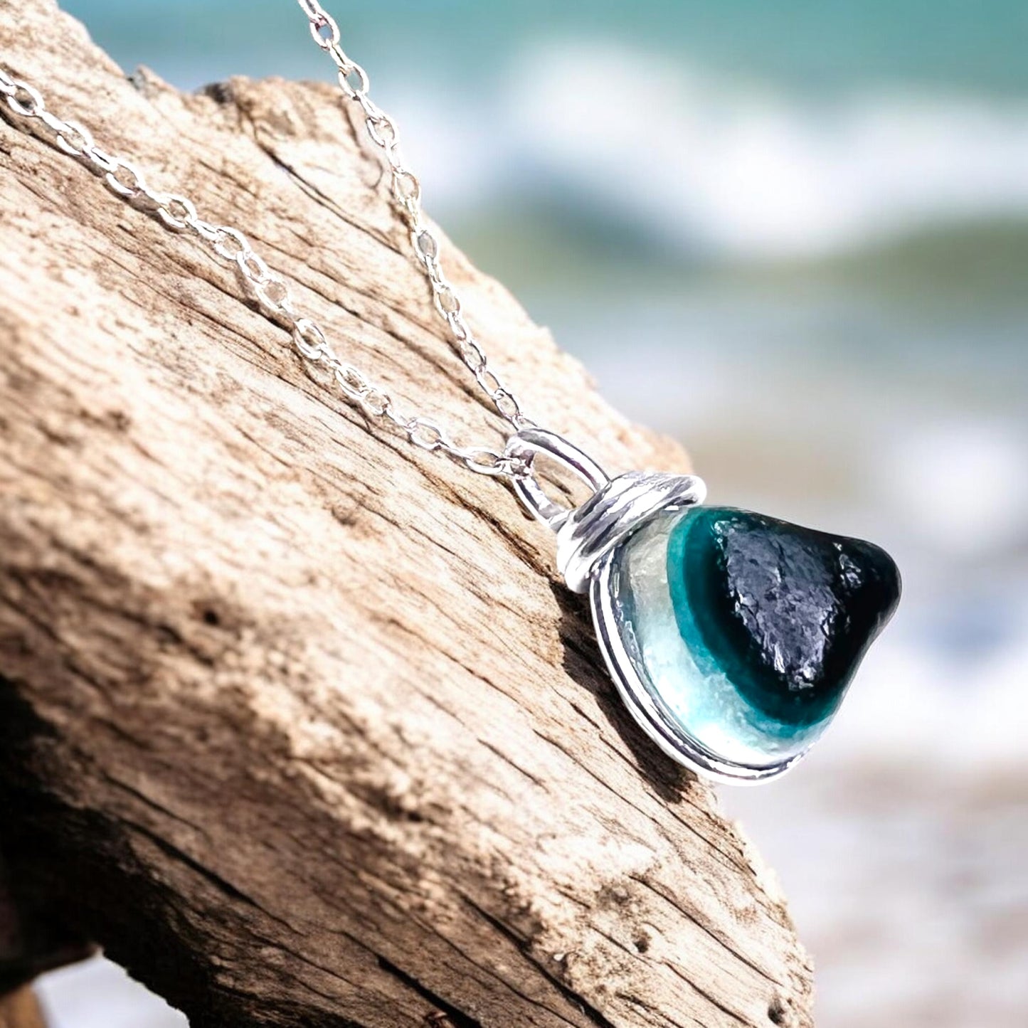Turquoise Seaham Sea Glass Multi Pendant
