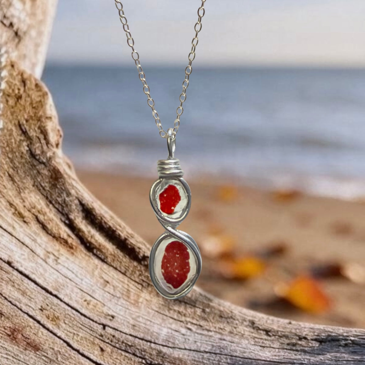 Red Seaham Sea Glass Multi Tone Pendant