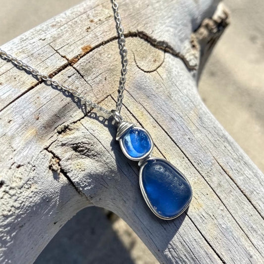 Deep Blue Seaham Sea Glass Pendant