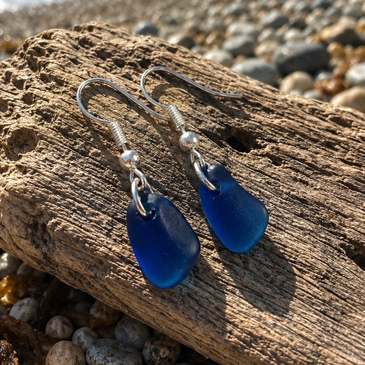 Statement Seaham Sea Glass and Glass Pearl Earrings