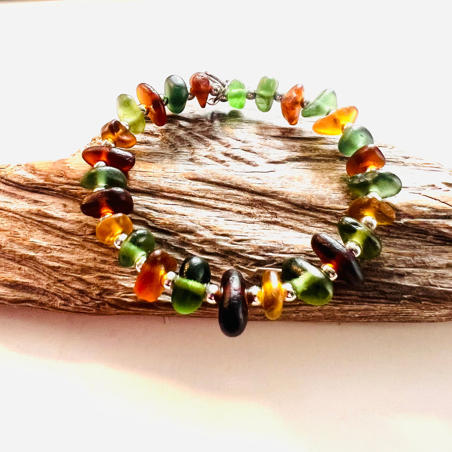 Seaham Sea Glass Autumnal Full Circle Bracelet