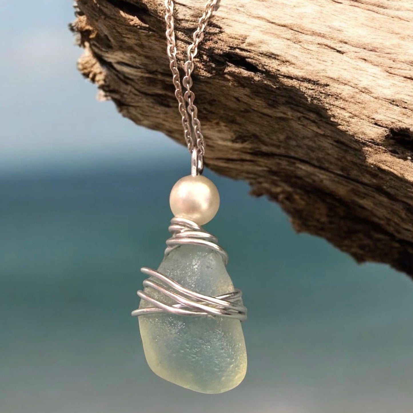 Rare Large Opalescent Seaham Sea Glass Pendant