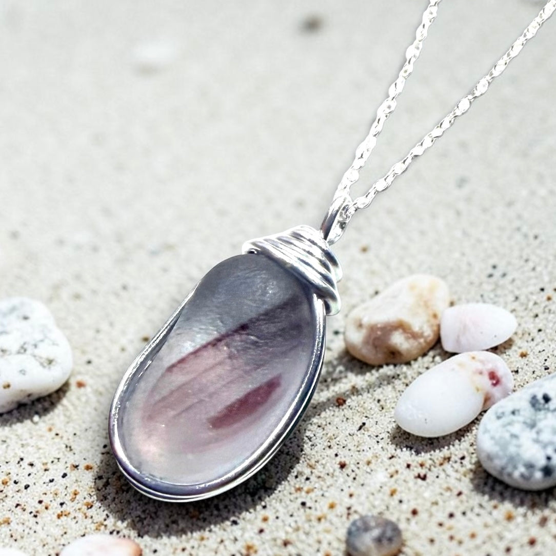 Very Rare Mauve Purple Sea Glass Multi Pendant