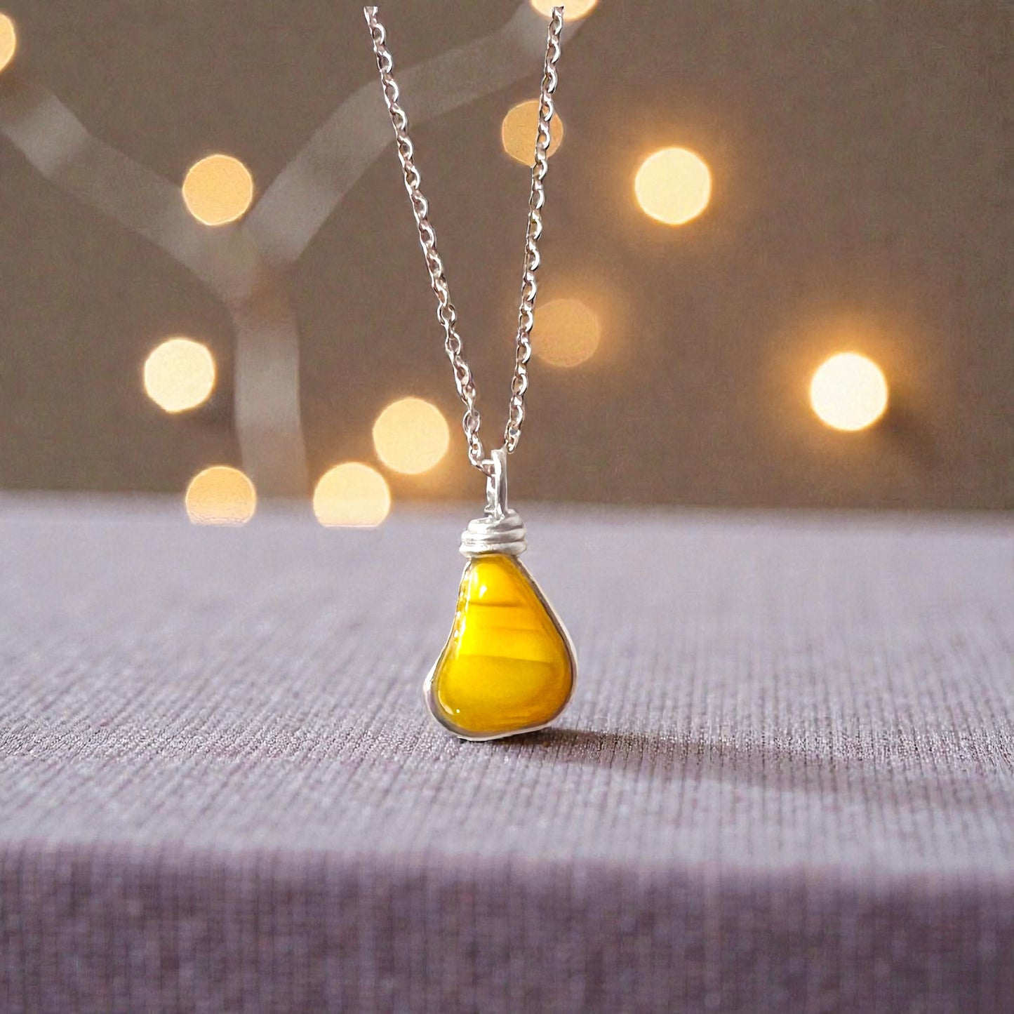 Canary Island Rare Yellow Sea Glass Pendant