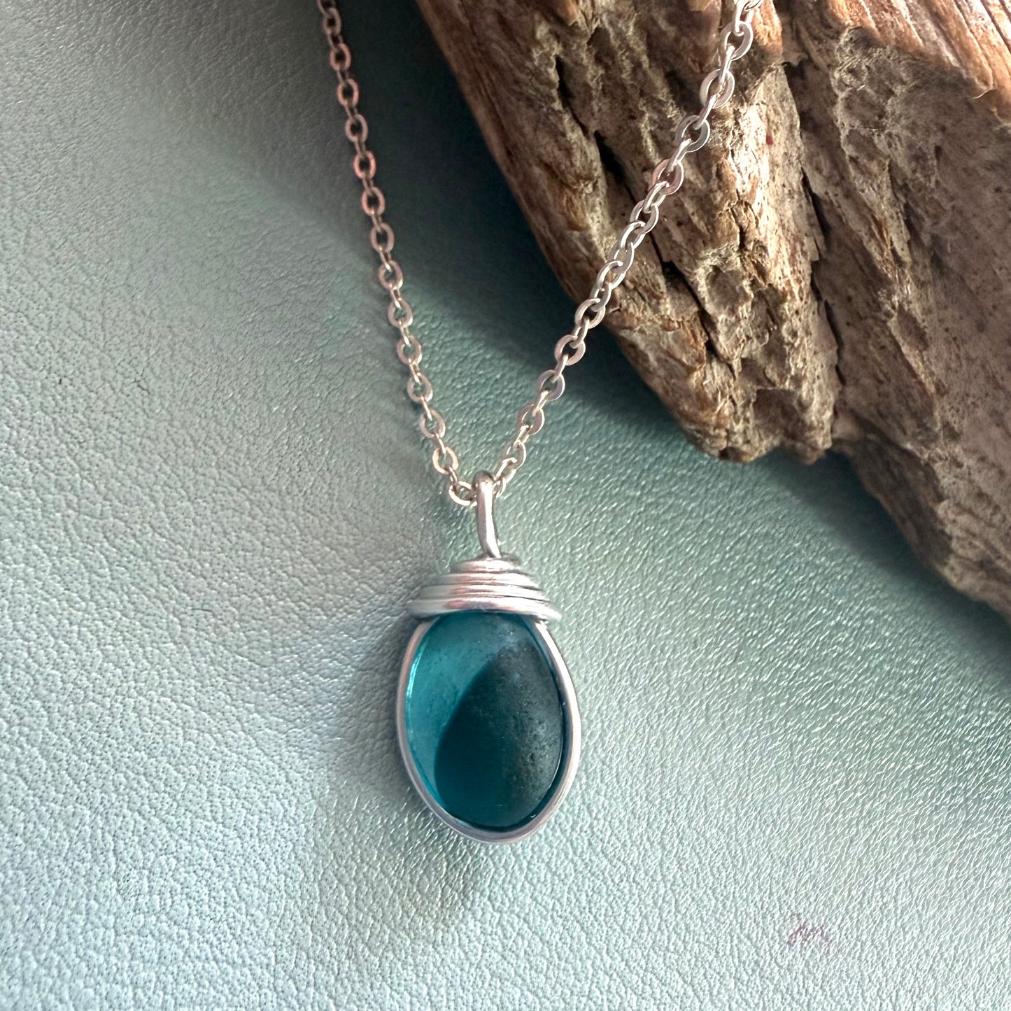 Seaham Sea Glass Multi Tone Turquoise Pendant