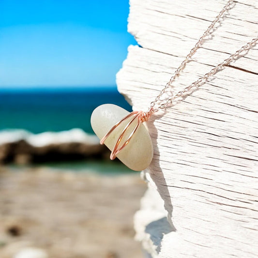 Rare Opalescent Seaham Sea Glass Pendant