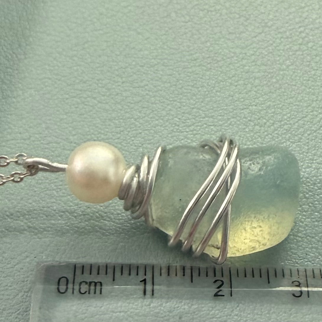 Rare Large Opalescent Seaham Sea Glass Pendant