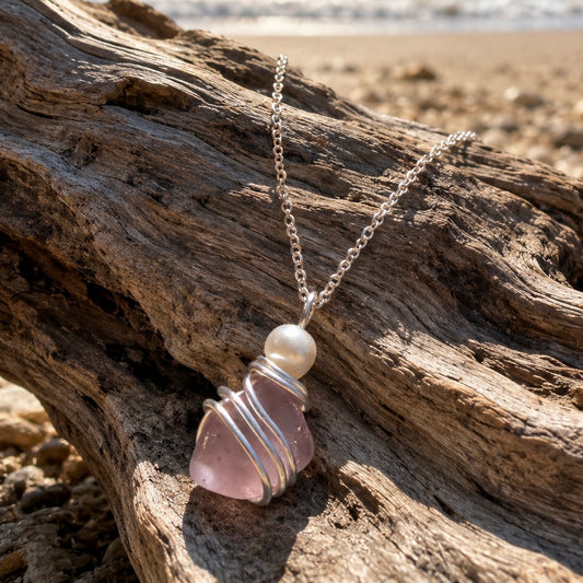 Dusky Pale Pink Seaham Sea Glass Pendant