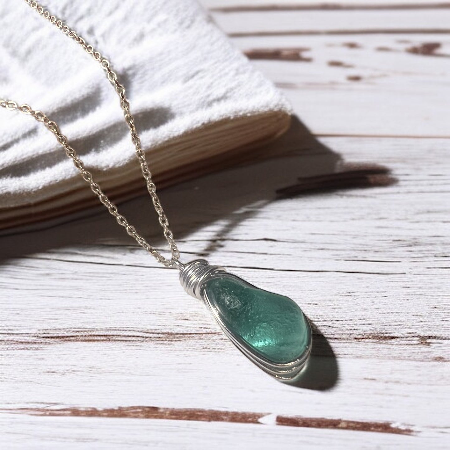 Aqua Seaham Sea Glass Pendant