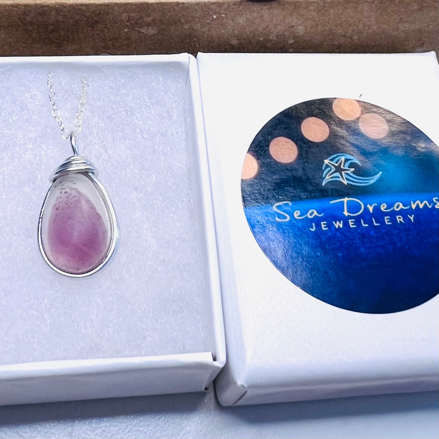 Rare Mauve Purple/Pink tone of Seaham Sea Glass Multi Pendant