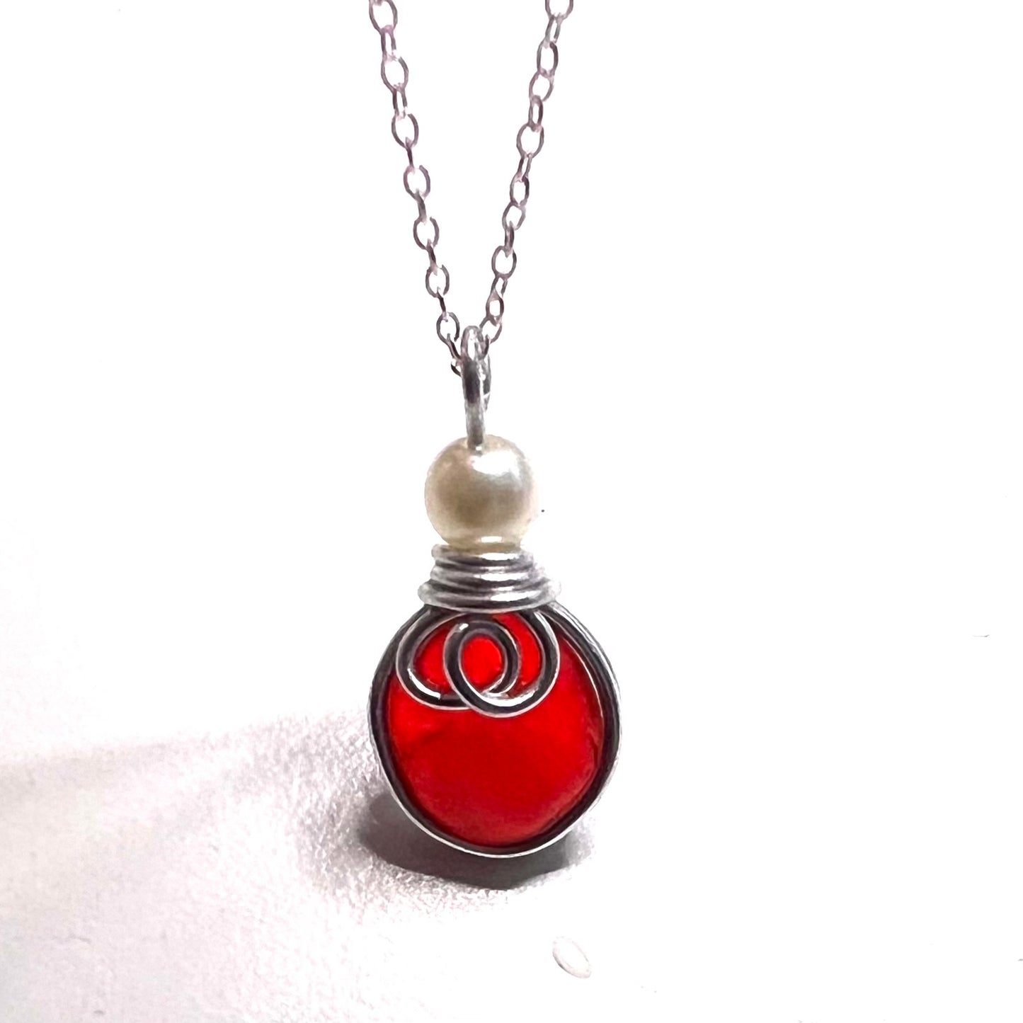 Very Rare Red Seaham Sea Glass Pendant
