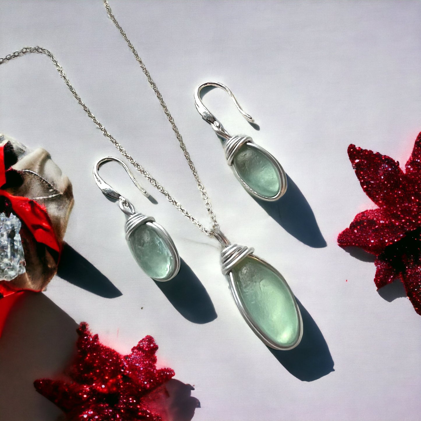 Devon Aqua Sea Glass Jewellery Set