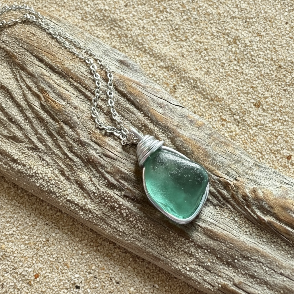Turquoise Seaham Sea Glass Pendant