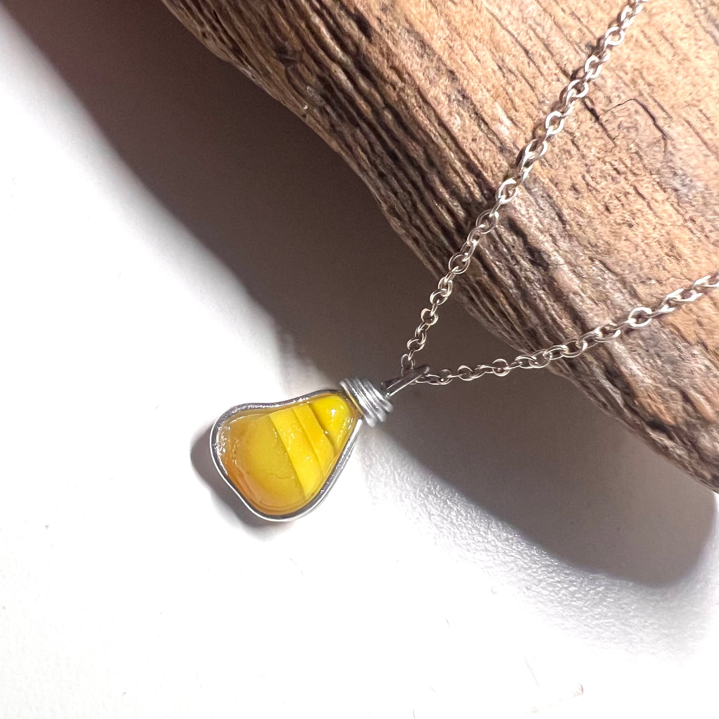 Canary Island Rare Yellow Sea Glass Pendant
