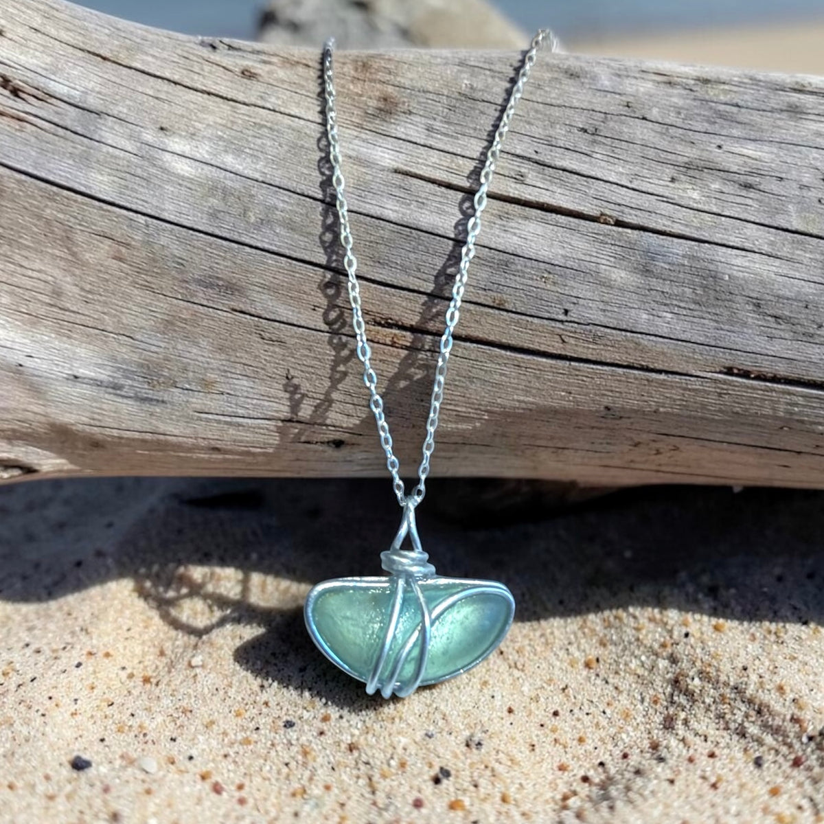 Aqua Green Seaham Sea Glass Pendant