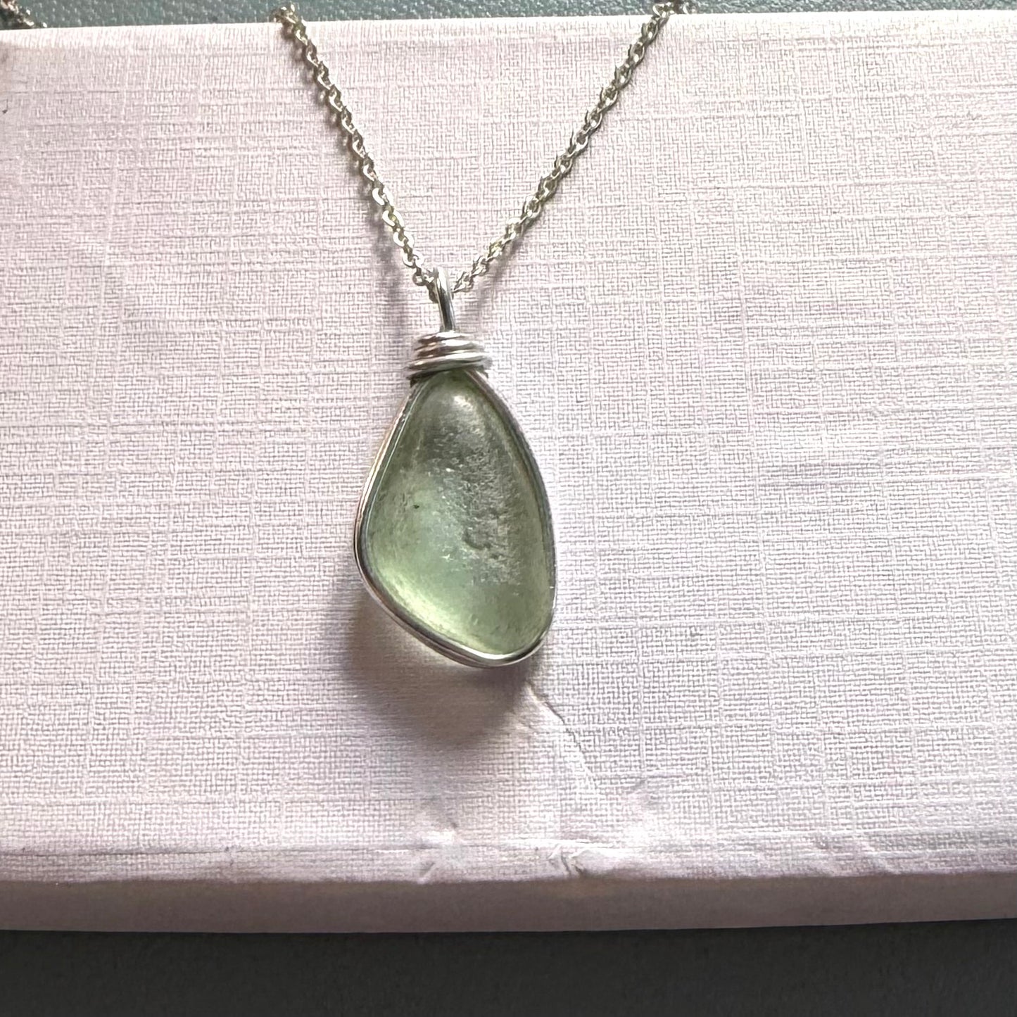 Pale Aqua Green Seaham Sea Glass Pendant