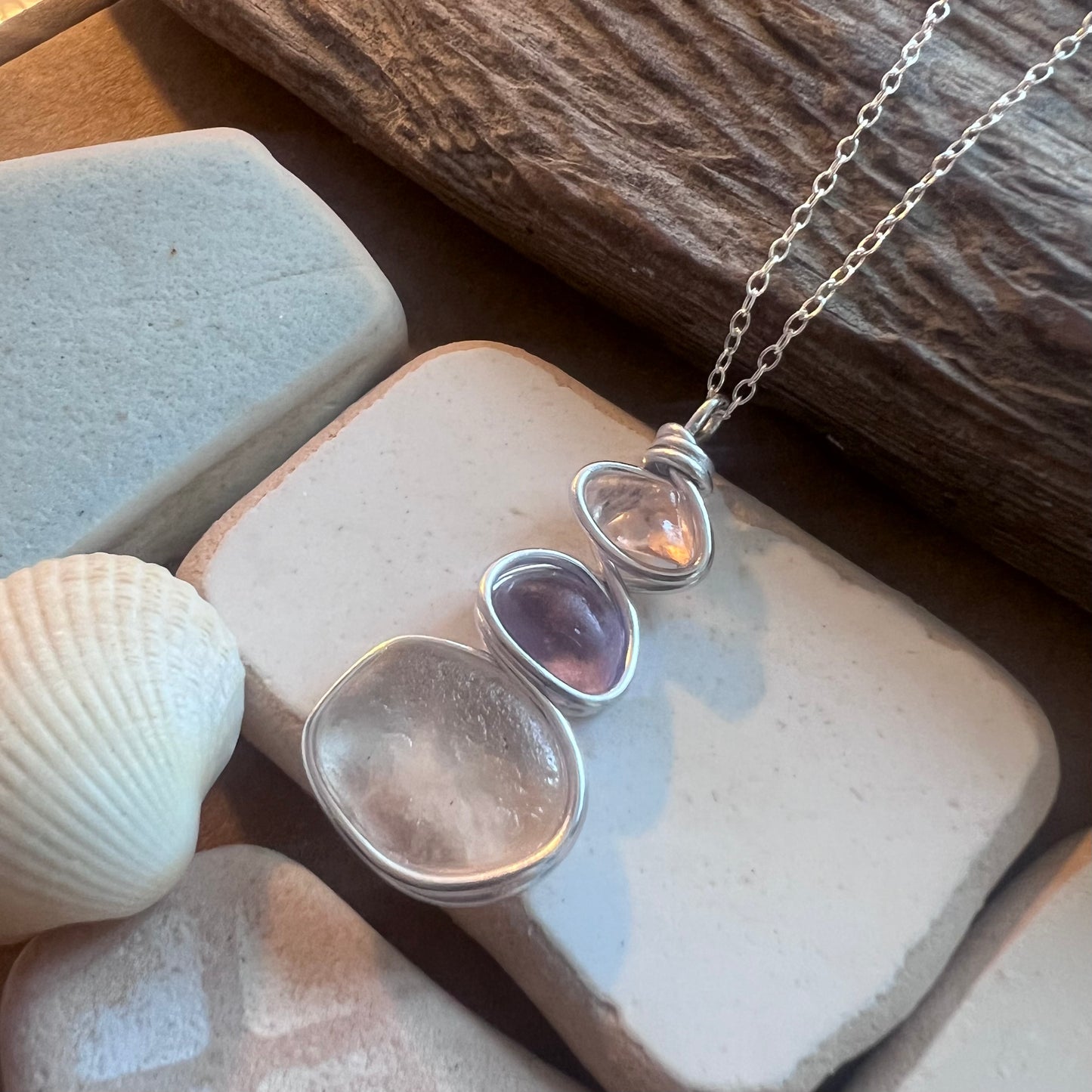 Three Piece Seaham Sea Glass Pendant
