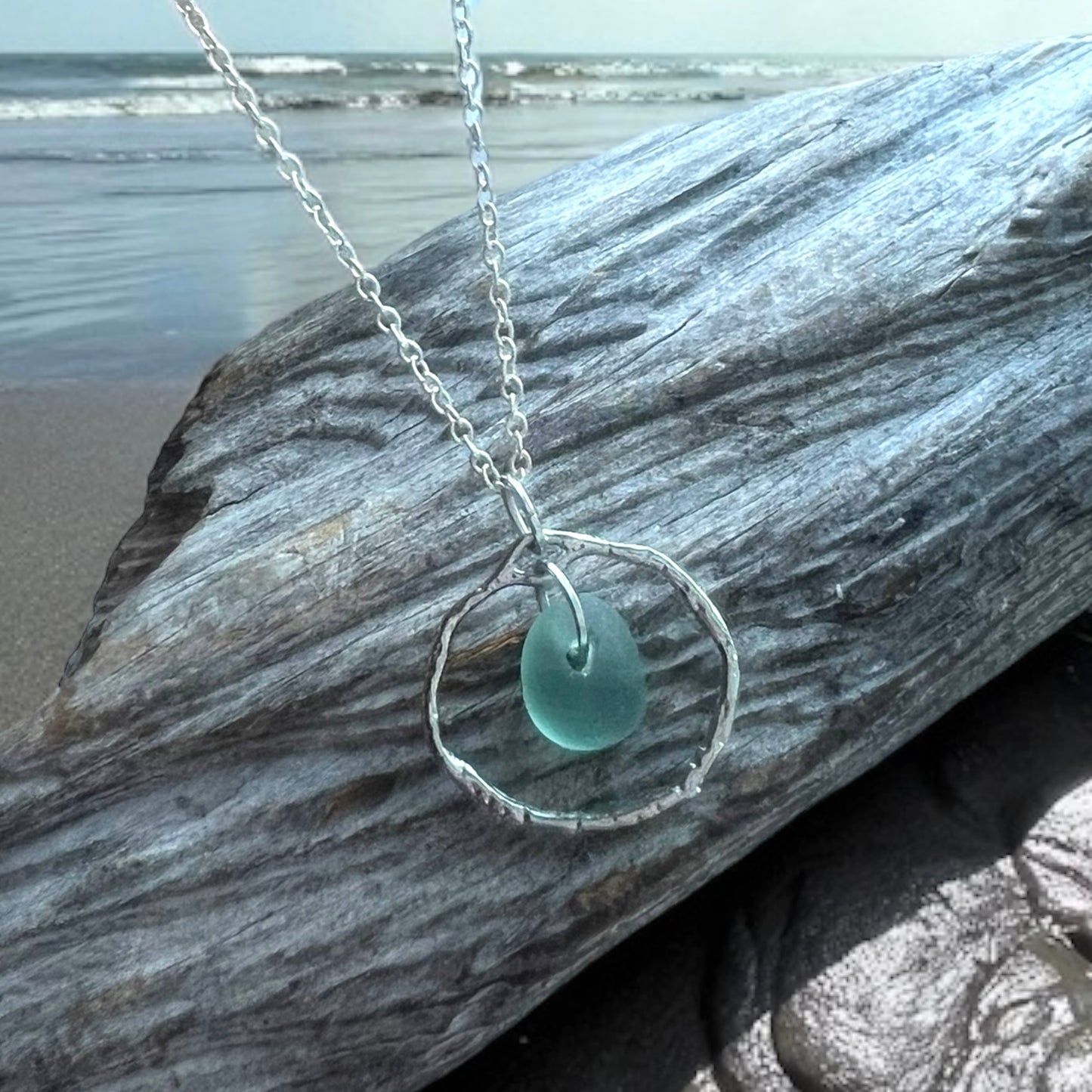 Pale Aqua Seaham Sea Glass Seafoam Shade Frame Pendant