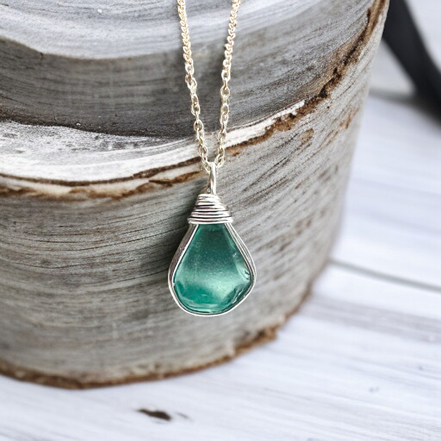 Teal Seaham Sea Glass Pendant
