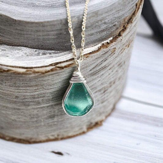 Teal Seaham Sea Glass Pendant