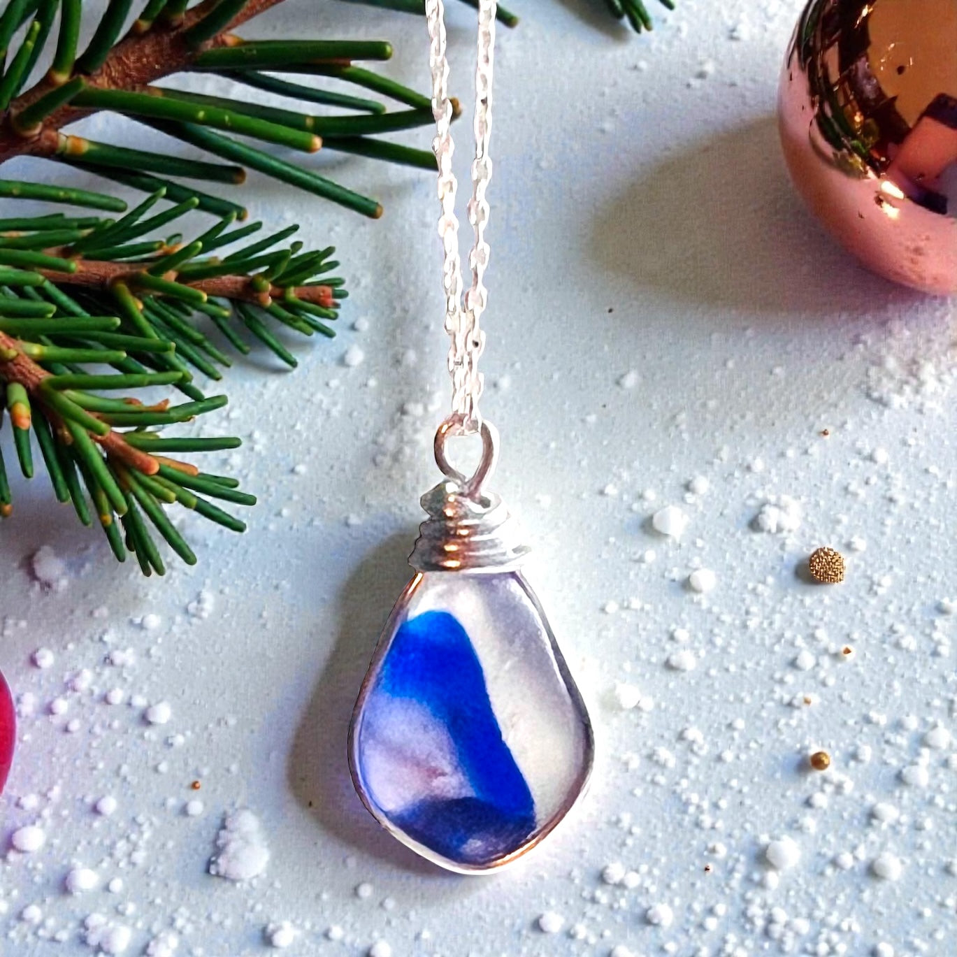 Very Rare Large Seaham Sea Glass Multi Pendant