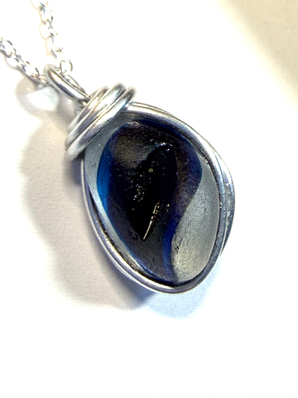 Seaham Sea Glass Multi Tone Blues  Pendant