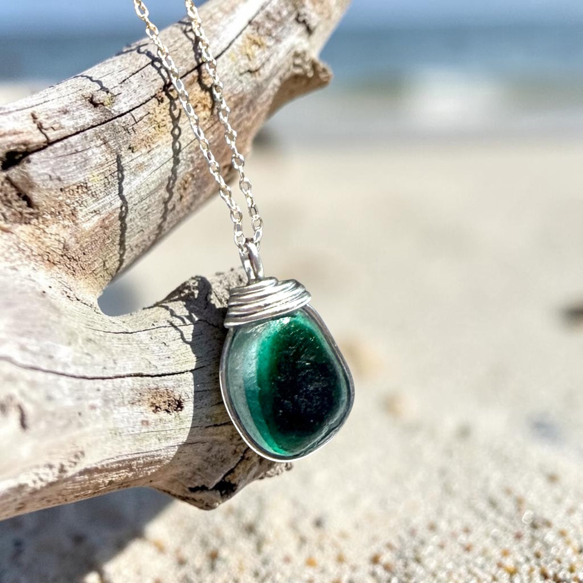 Green Seaham Sea Glass Multi Pendant
