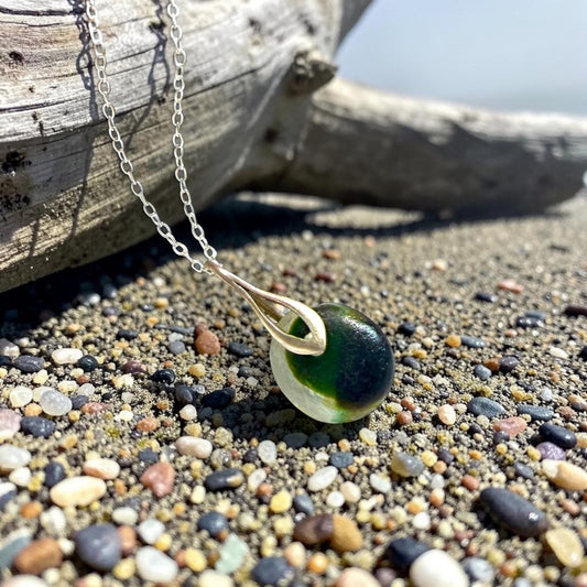 Green Seaham Sea Glass Multicolour Pendant