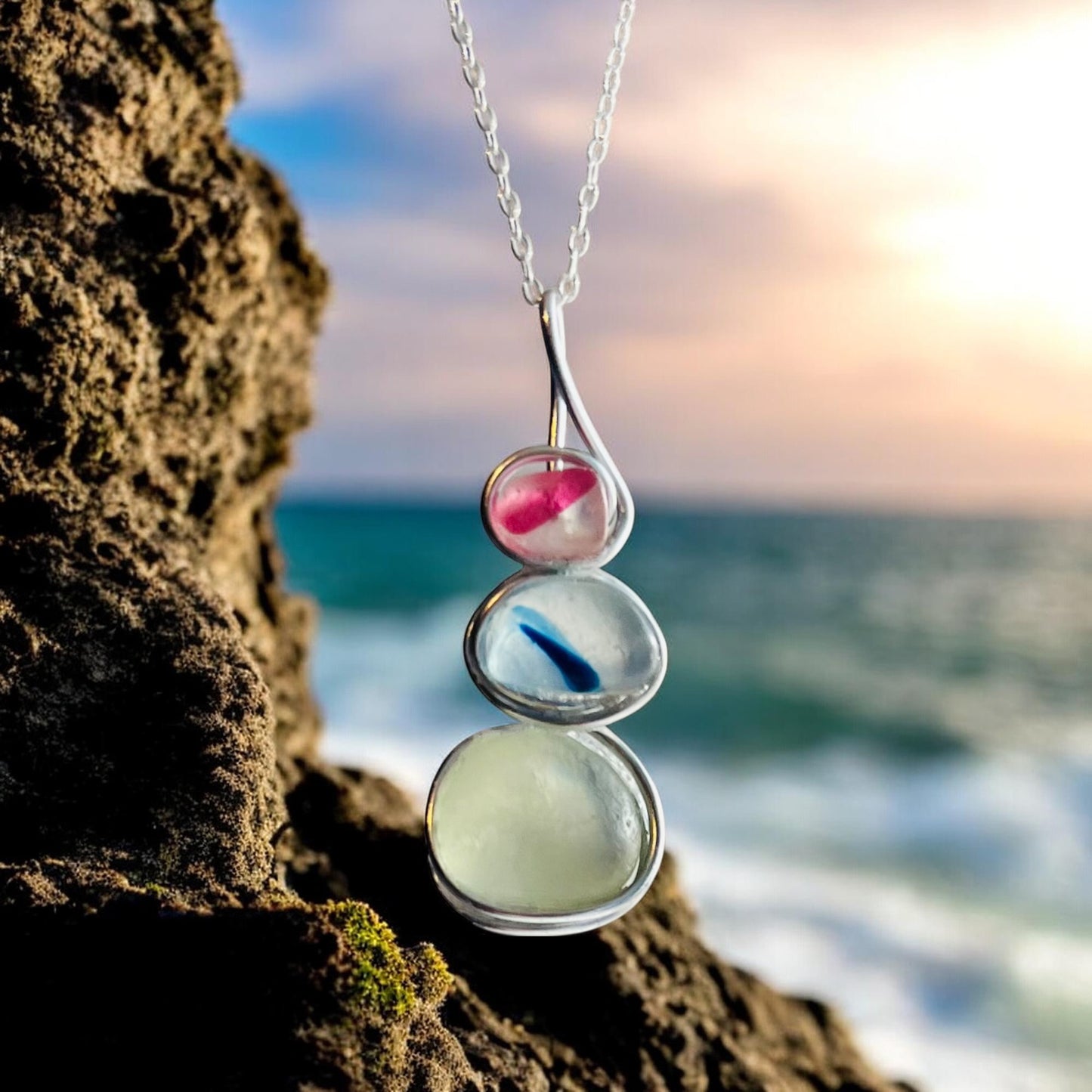 Three Piece Seaham Sea Glass Pendant