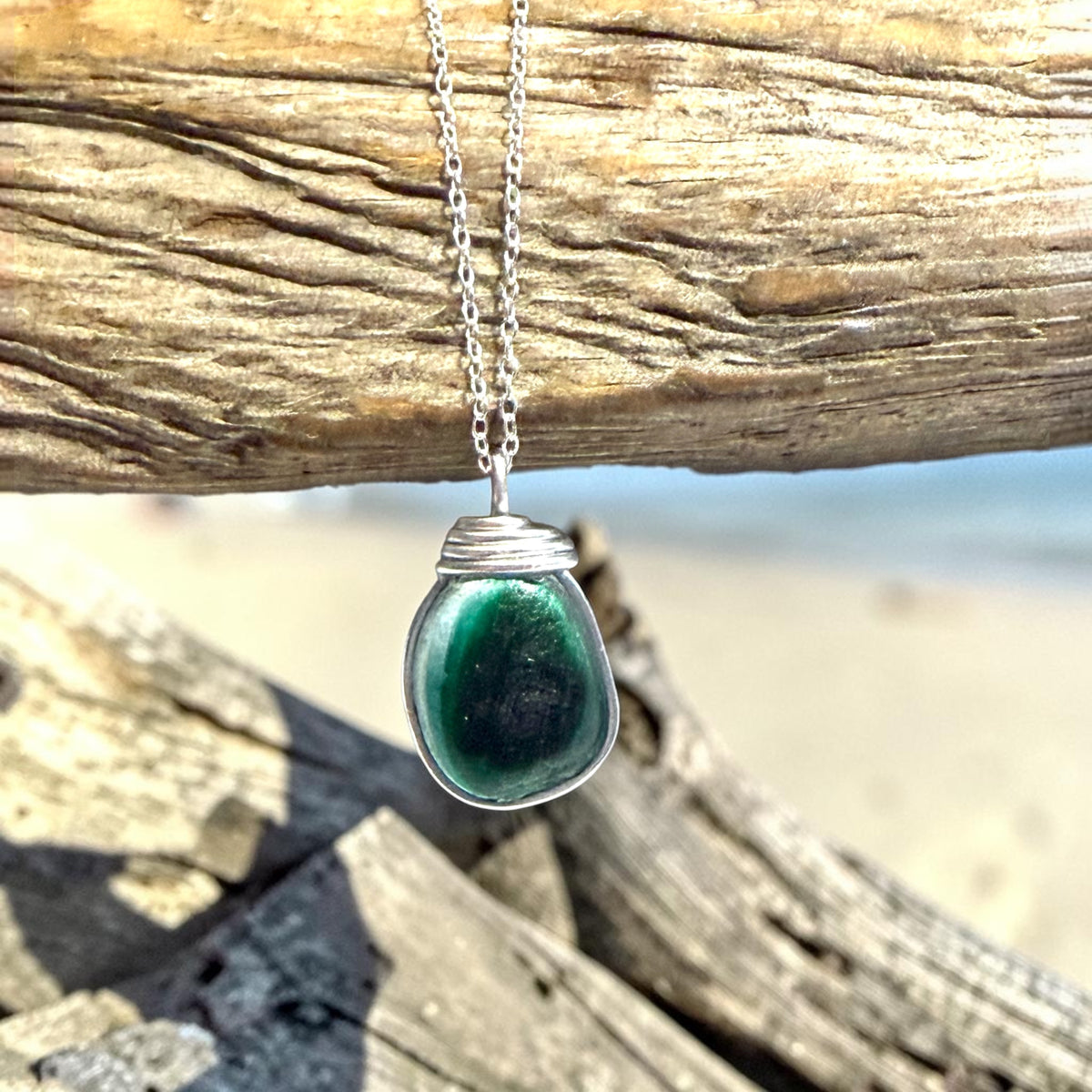 Green Seaham Sea Glass Multi Pendant