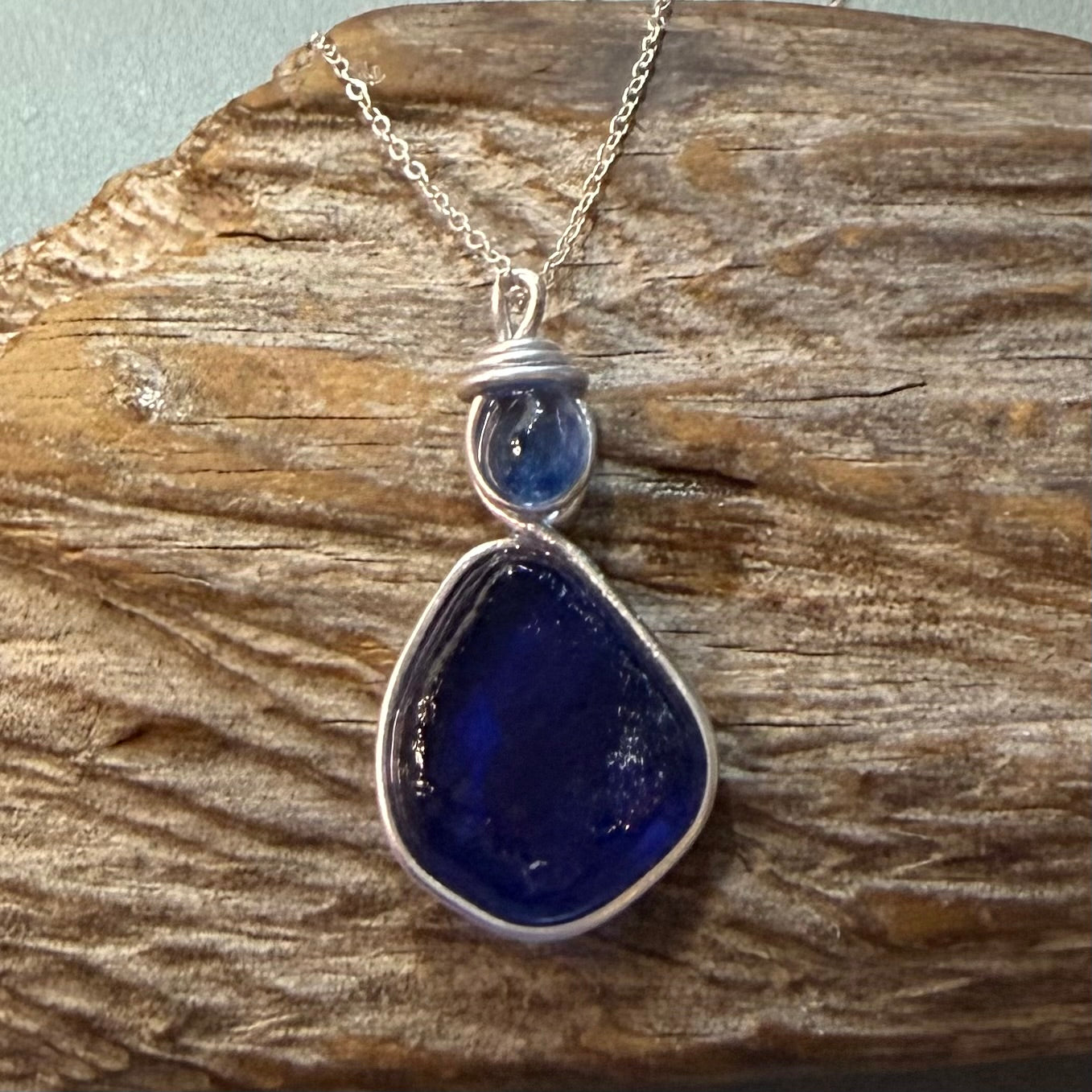 Blue Seaham Sea Glass Pendant