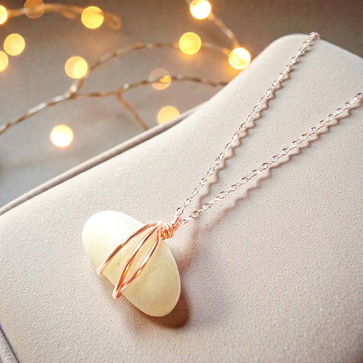 Rare Opalescent Seaham Sea Glass Pendant